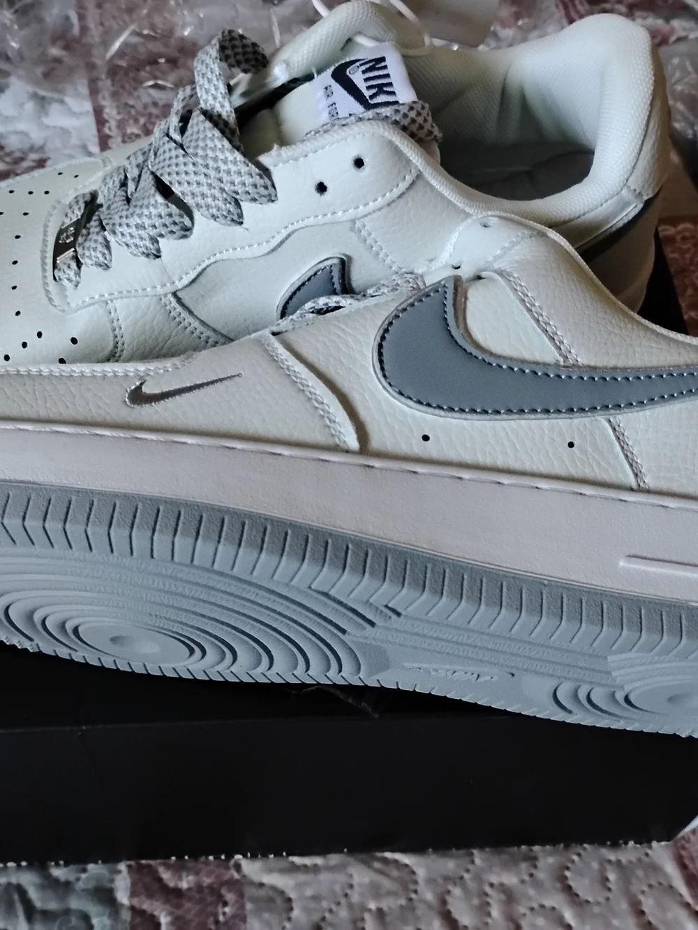 White and Light Gray Men's Athletic Sneakers